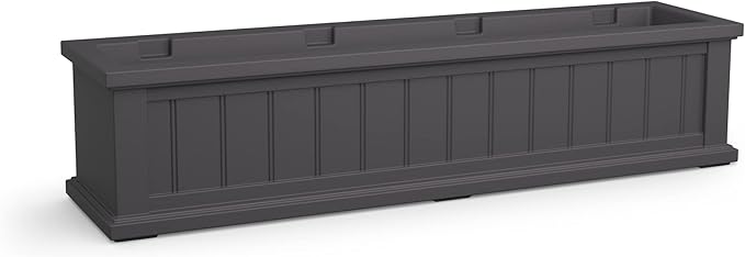 Mayne Cape Cod 4ft Window Box - Graphite Grey - 48in x 11in x 10.8in - with 4 Gallon Built-in Water Reservoir (4841-GRG)