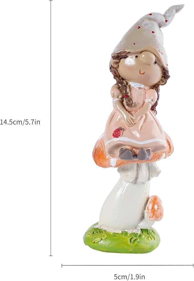 Garden Mushroom Gnome Resin Statues - Outdoor Patio & Lawn Decor, Indoor Home Ornament, Gnome Couple Garden Figurines, Ideal Gift for Parents & Friends