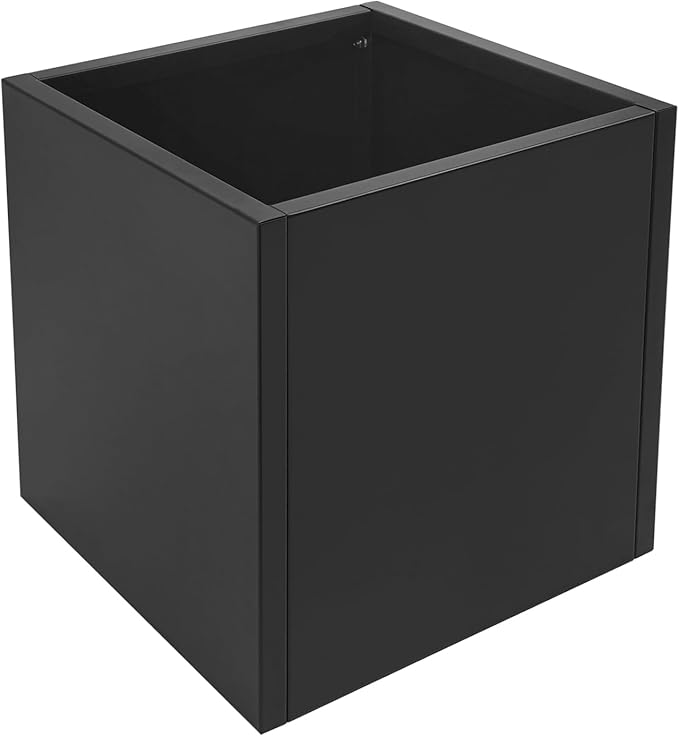 Steel Planter Box Metal Square Indoor Outdoor Planter Box for Outdoor Plants Large Planters Cube Heavy Duty Flower Pot Commercial Residential for Home Garden Deck Porch Patio (Black, 17 x 17 x 18 in)