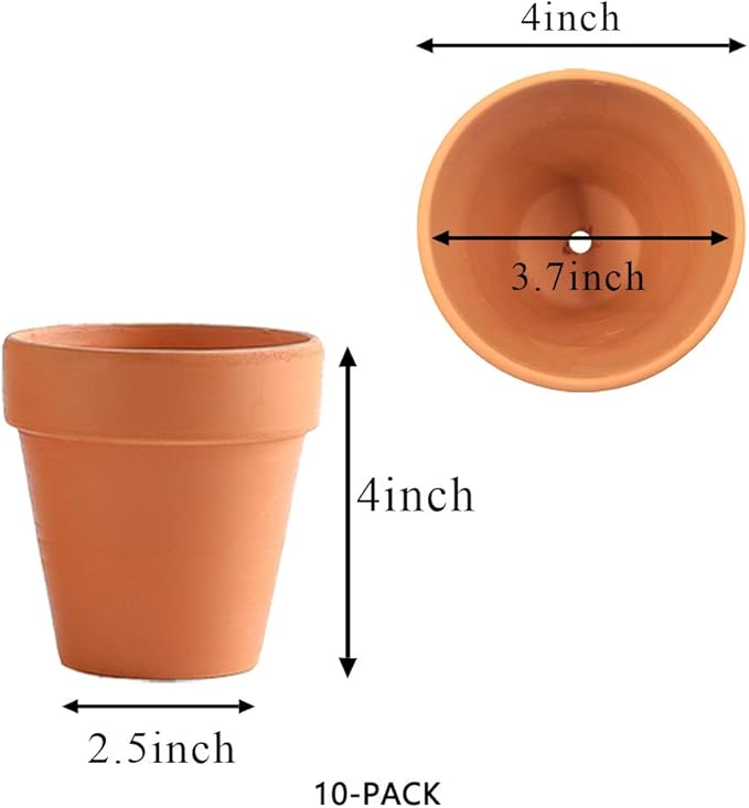 Yishang Terracotta Flower Pot Clay Planter - 4 Inch with Drain Hole for Succulent Cactus Great for Succulent & Cactus Nursery Planter, DIY Craft Projects, Wedding and Party Favors