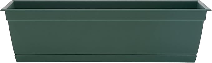 Bloem Dayton Window Box Planter: 24" - Turtle Green - 100% Recycled Durable Plastic Box, Elevated Feet, for Indoor and Outdoor Use, Gardening, 5 Gallon Capacity