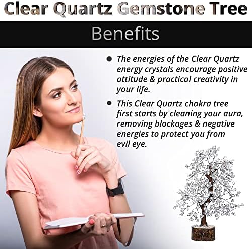 ANAYA AGATE Clear Quartz Crystal Trees for Home Decor, Office Desk Decoration, Chakra Healing Crystals and Stone for Positive Energy, Money, Good Luck, Tree of Life Spiritual for Women and Mom