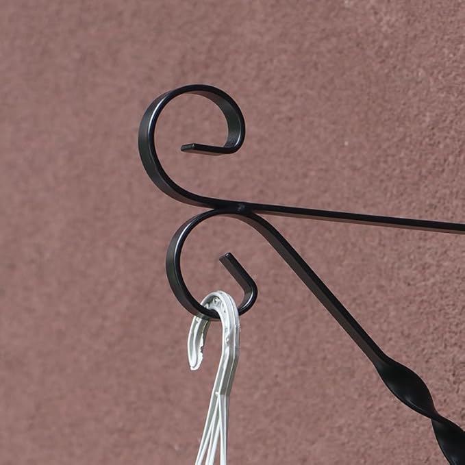 JunC Black Iron Candle Holder Hanger with Hooks for Hanging Plants Indoor Outdoor Wall Mount, Metal Bracket,Bird Feeder Hook, Wind Chime Holder (10lb Capacity) (Simple)