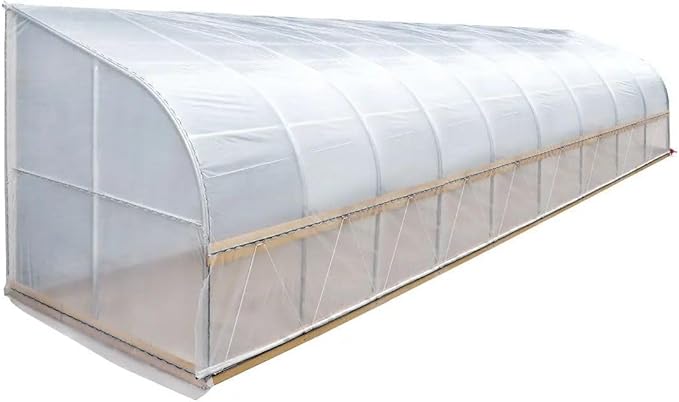 10x40ft Detachable Lean-to Greenhouse 6mil Pure EVA Transparency Cover Anti-Rust Galvanized Steel Frame Easy-Lift Crank Side 6ft Sidewall Full-Spectrum Sunlight Diffusion