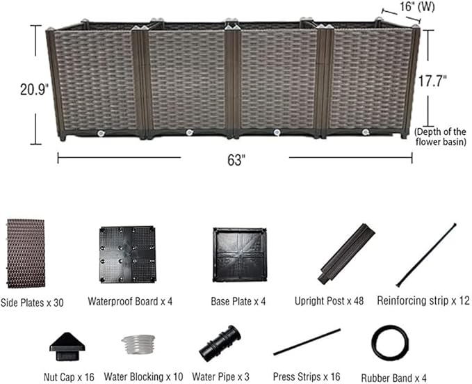 Souwuokoo Large Planters for Outdoor Plants Raised Garden Bed Elevated Rectangular Garden Box Kits for Gardening, Vegetables, Flowers and Herbs in Backyard Patio Balcony