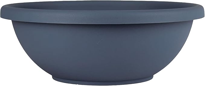 The HC Companies Shallow Planter with Drainage - Contemporary Garden Bowl Planter for Flowers, Herbs & More - Round Succulent Planter Pot for Indoors and Outdoors (20" Slate Blue, Pack of 1)