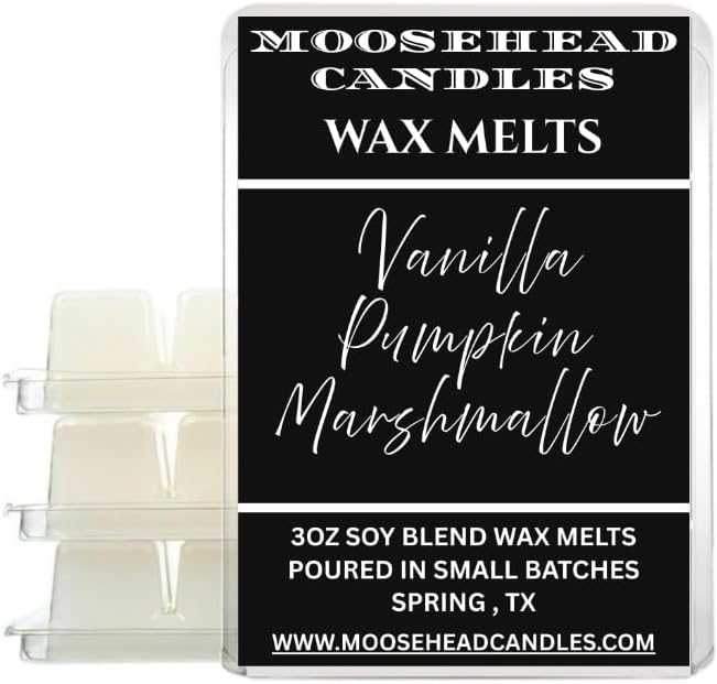 Moosehead candles Vanilla Pumpkin Marshmallow Wax Melts – 4 Pack – Cozy Fall Fragrance – Sweet Vanilla, Pumpkin & Toasted Marshmallow – Hand-Poured Soy Blend – Supports Animal Rescue