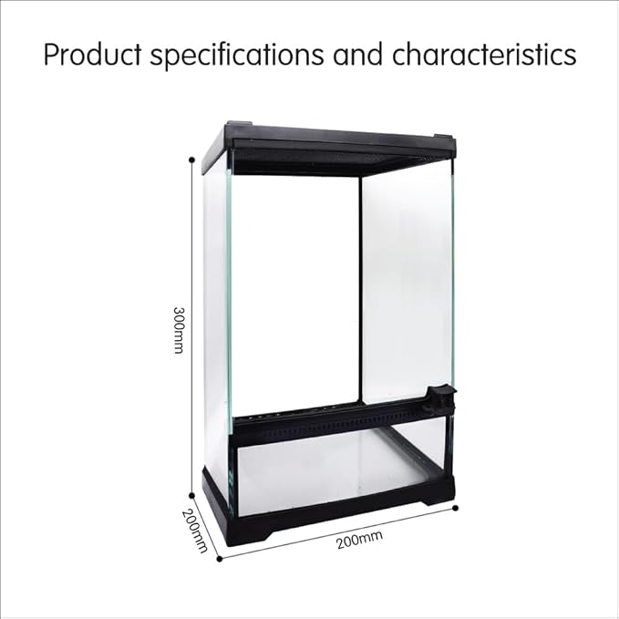 Waazoorep Mini Reptile Glass Terrarium Tank 8"x8"x12“ Full View with Front Opening Door and Enclosure Habitat Cage for Leopard Gecko Tarantula Young Lizard Hermit Crab Frog Insects Breeding Tank