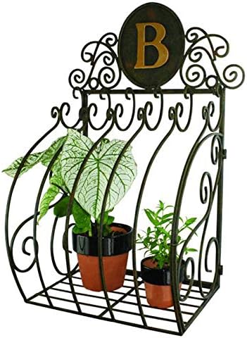 MY SWANKY HOME Ornate Monogrammed Wrought Iron Cage Scroll Wall Planter Box Bronze Gold Outdoor