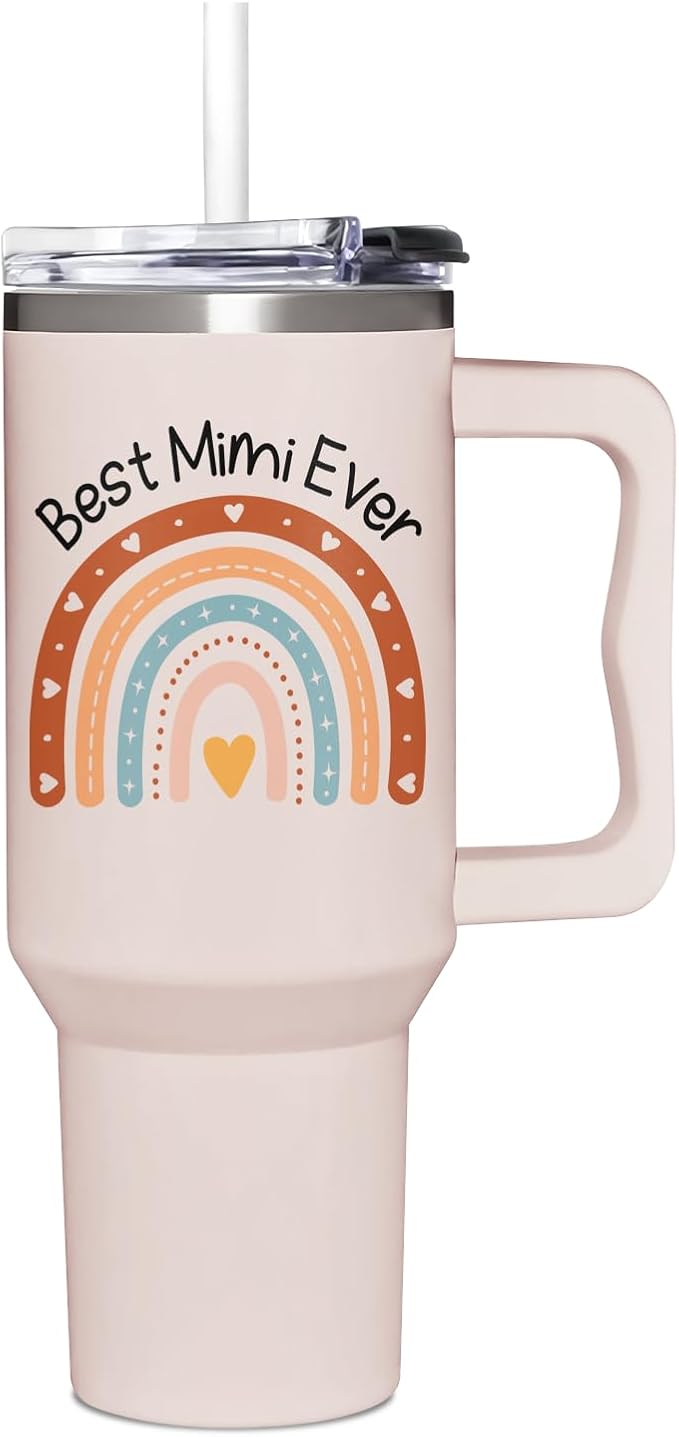 AT2Z GLOBAL Best Mimi Ever Gifts - Mimi Gifts from Grandchildren - Mothers Day, Christmas, Birthday Gift for Grandma - 40Oz Tumbler with Handle for New Grandma