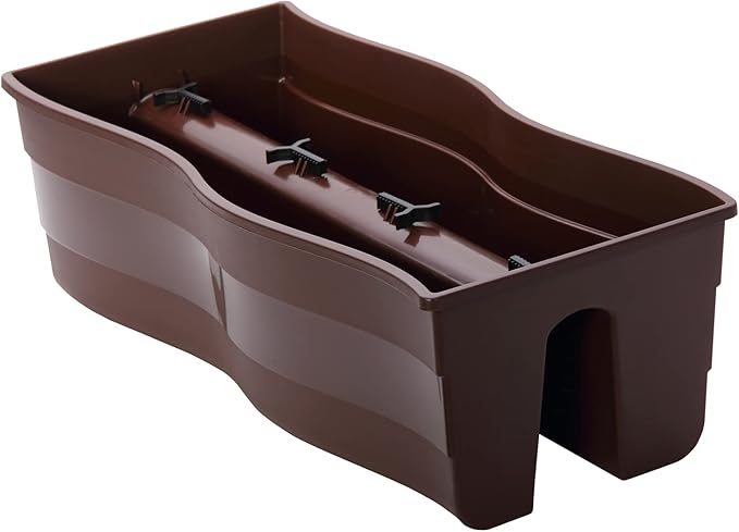 Ridge Rail Long Rectangular Flower Pot, Indoor/Outdoor Hanging Rail Planter Lightweight & Weatherproof Flower Box - Balcony Planters for Railing and Fence Patio, Deck 2 Pack (Brown)