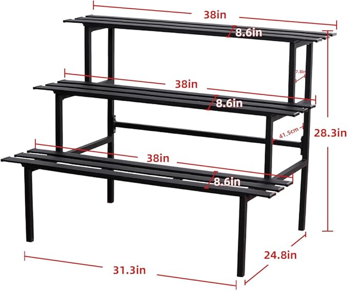 DHYGOTFUR Versatile 3-Tier Metal Plant Stand, Ladder Designed, Heavy-Duty Utility Storage Rack for Indoor & Outdoor Use, Decorative Plant Display for Home, Garden, Patio, and Balcony.