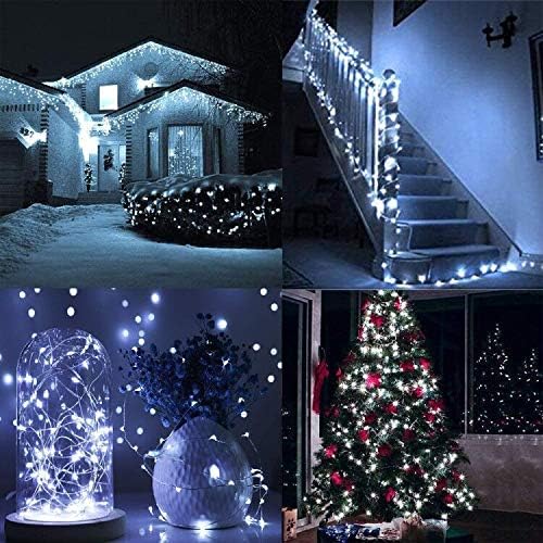 LED Fairy String Lights Battery Operated,2 Pack 33ft 100 LED Waterproof Cool White Twinkle Firefly String Lights with Remote& 8 Lighting Modes Indoor Outdoor Christmas Patio Party Decor