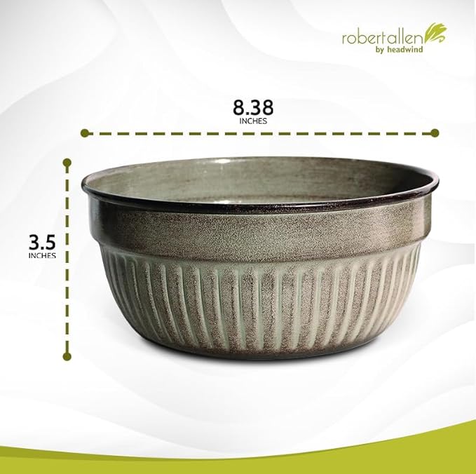 Headwind Glazed Ironstone Boutique Collection Cascade Bowl Plant Pot – Greige Color 8 Inch Pot for Indoor Plants - Planters for Indoor Plants - Ideal Succulent Planters by Robert Allen