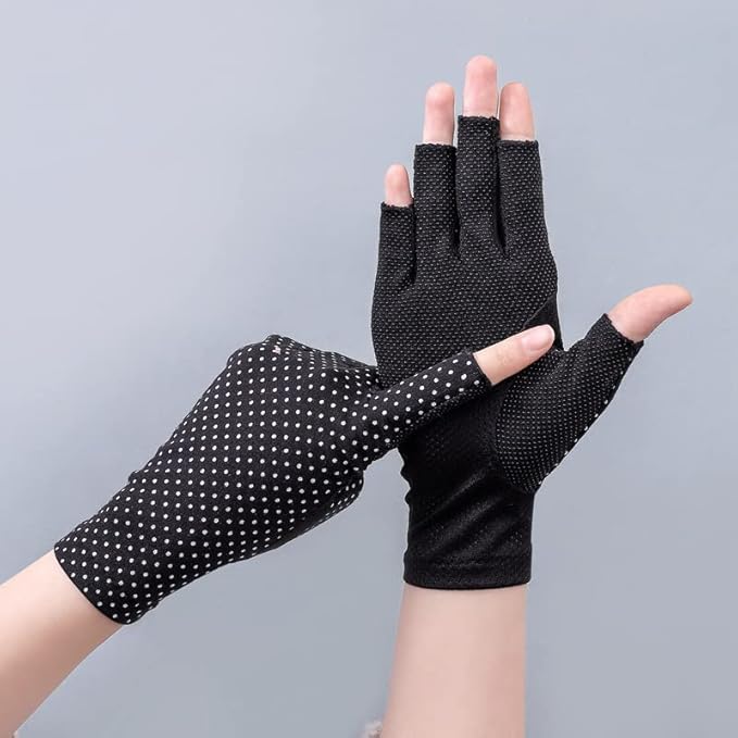 INOGIH Women Sunblock-Fingerless Gloves UV-Sun-Protection Driving Non-Slip Outdoor Gloves for Women Girls
