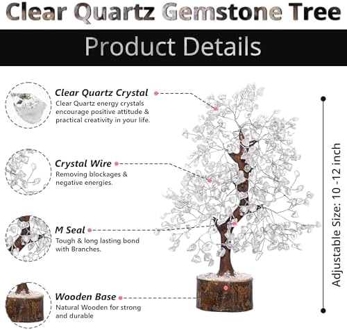 ANAYA AGATE Clear Quartz Crystal Trees for Home Decor, Office Desk Decoration, Chakra Healing Crystals and Stone for Positive Energy, Money, Good Luck, Tree of Life Spiritual for Women and Mom