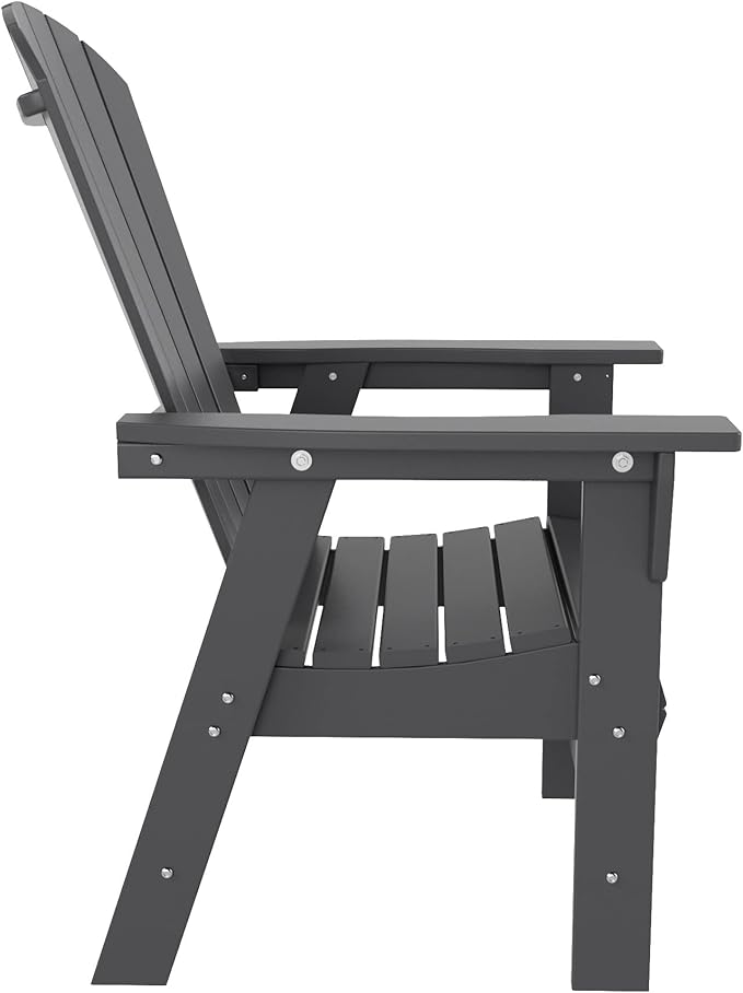 WestinTrends Dylan Dylan Outdoor Patio Shell-Back Adirondack Dining Chair Weather Resistant Gray