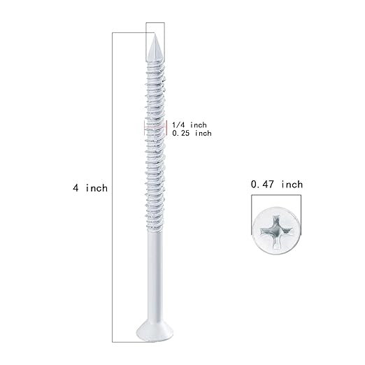 WenSilon(30 PCS) 1/4" x4 White Concrete Screw Anchor White Flat Head for Anchoring to Masonry, Block or Brick Stucco