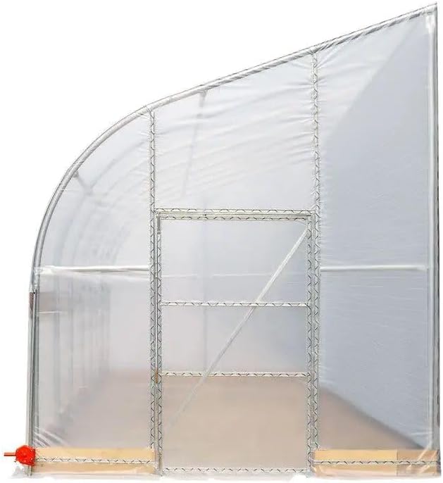 10x30ft Lean-to Grow Frame 6mil EVA Transparent Film Cover Corrosion-Free Steel Body with Manual Roll-Up Side 6ft High Wall Cold-Resistant Growing Unit
