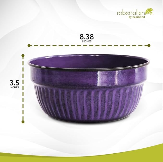 Headwind Glazed Ironstone Boutique Collection Cascade Bowl Plant Pot – Plum Color 8 Inch Pot for Indoor Plants - Planters for Indoor Plants - Ideal Succulent Planters by Robert Allen
