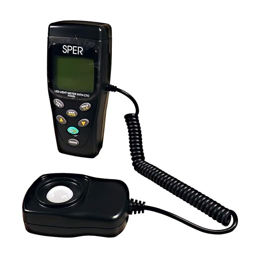 Sper Scientific LED Light Meter with Color Temperature Compensation 850006 - Accurate Lux & Foot Candle Readings for LED & Incandescent Lighting w/Adjustable Modes - 4 pc