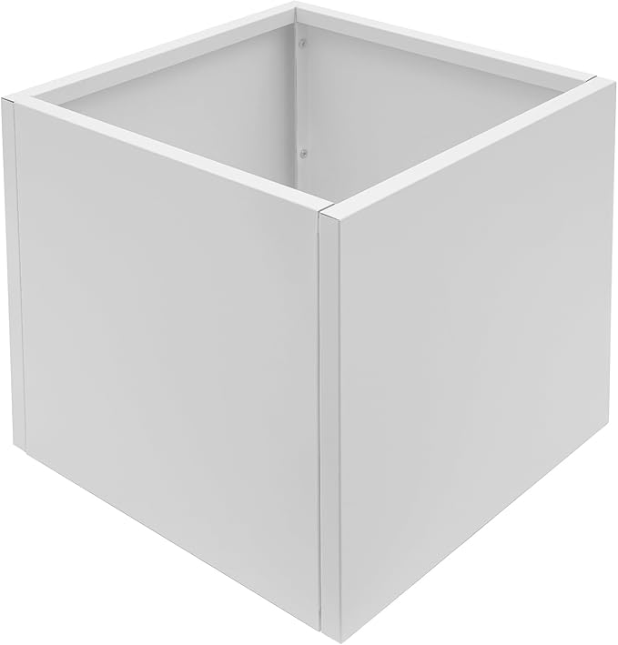 Steel Planter Box, 24" x 24" x 24" Square Planter Metal Box Tall Planters Heavy Duty Plant Boxes for Indoor Outdoor Tall Plants, Flowers or Shrubs (White, 24" x 24" x 24")