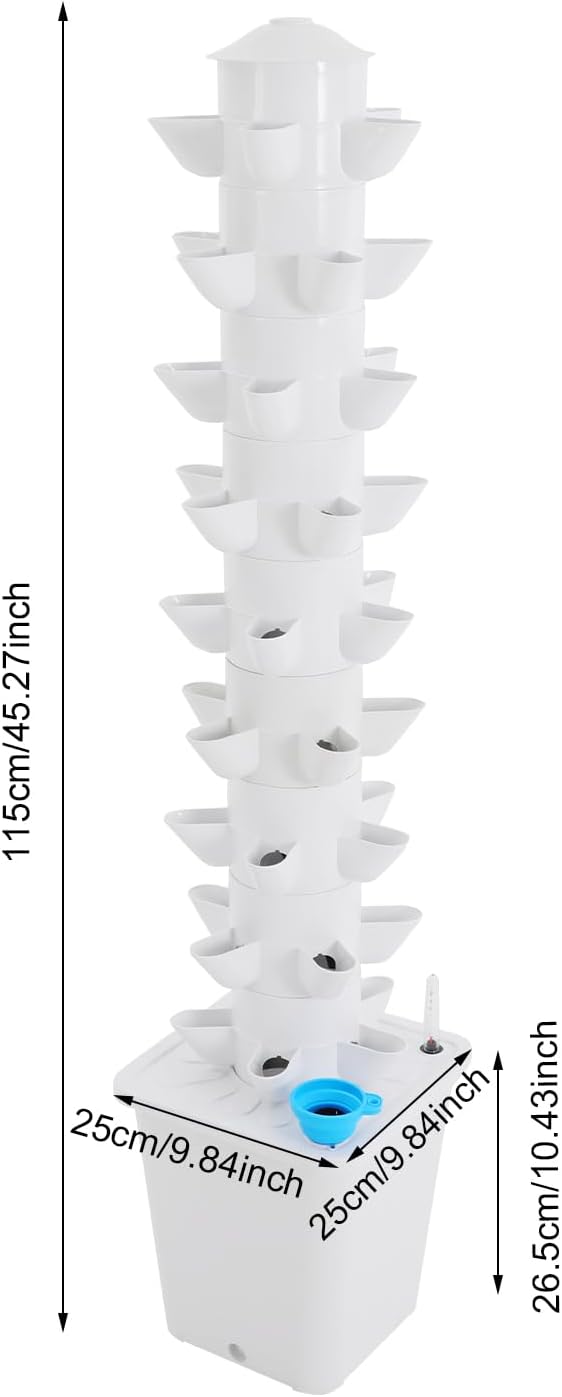 Hydroponic Growing System, 45-Plant Vegetable Planter Tower Outdoor Indoor Garden Vertical Planter Germination Kit with Water Pump & Intelligent Water Circulation for Gardening Lover