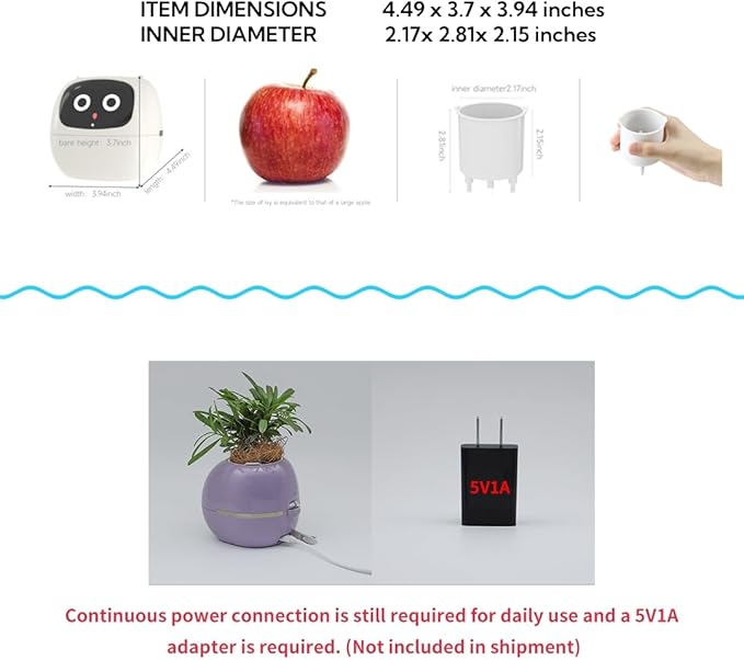 Odpaltoy Smart Plant Pot with Expression, AI Intelligent Flower Pot for Indoor Decoration, Smart Garden Pot with Water/Light/Temperature Sensors, Ivy AI Planter (Purple)