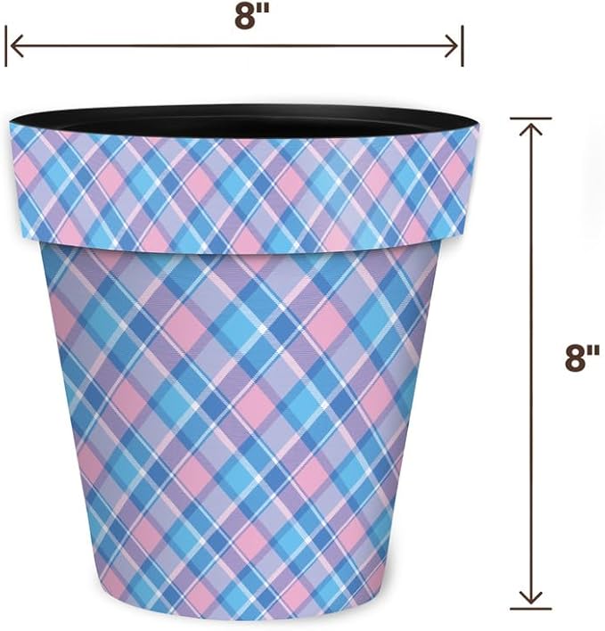 Briarwood Lane Pink and Blue Plaid Small Planter