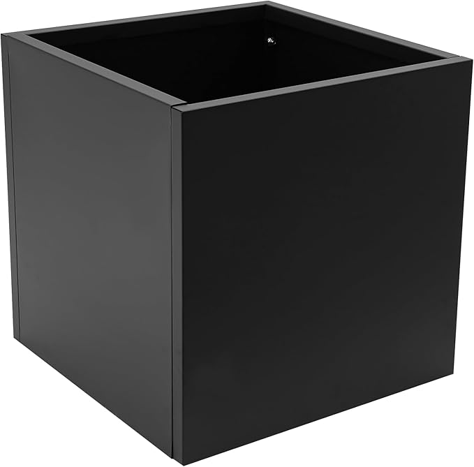 DYNAMI Square Planter Box,20x20x20in Steel Metal Planters Large Cube Plant Pot for Outdoors,Modern Heavy Duty Flower Pot for Patio, Deck, Yard, Garden (Black, 20in)