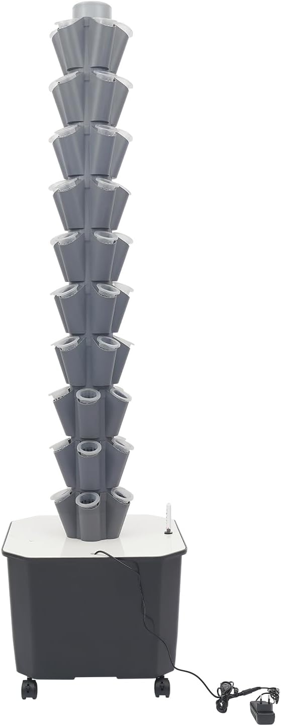 Hydroponic Growing System, 50-Plant Vegetable Planter Tower with Wheels, Outdoor Indoor Garden Vertical Planter Germination Kit with Water Pump, Intelligent Water Circulation & Timer Function