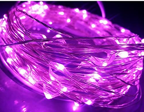 LIIDA [10-Pack] LED String Lights, 6.6FT LED Moon Lights 20 Led Micro Lights On Silver Copper Wire (Batteries Include) for DIY Wedding Centerpiece, Table Decoration, Party (Purple)