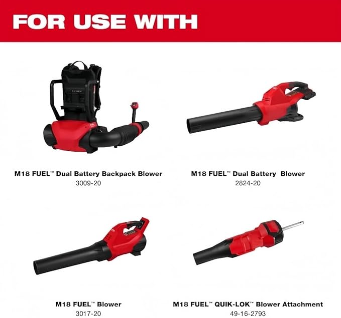 Flat Nozzle For Milwaukee 3017-20 M18 Fuel Blower, 2824-20 M18 Fuel Blower, 3009-20 M18 FUEL Blower, 49-16-2793 M18 Fuel Quik-Lok Blower Attachment （Black）
