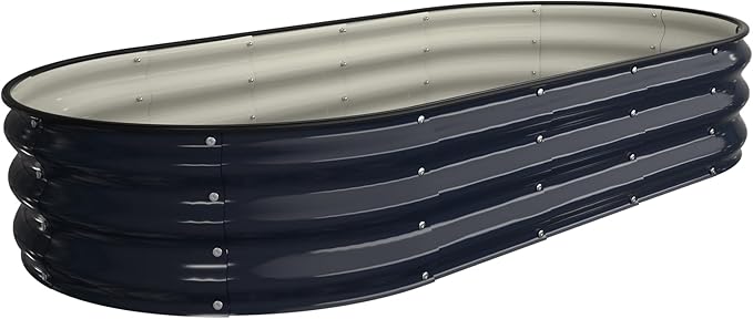 Kesfitt Raised Garden Bed, 6x3x1 FT Galvanized Steel Metal Raised Garden Bed, Oval Open-Bottom Design, 12-Inch Deep for Outdoor Vegetable & Herb Gardening, Midnight Blue