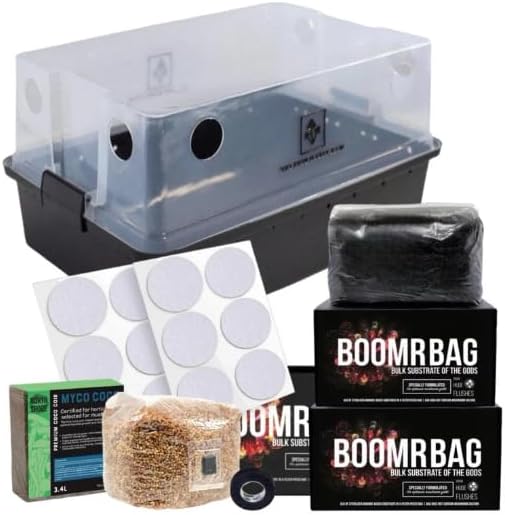 North Spore + Max Yield Bins 'Boomr Bag' Monotub Kit | Complete Dung-Loving Mushroom Grow Kit | Includes Monotub, Sterile Substrates, Coco Coir & Filters - Just Add Spores