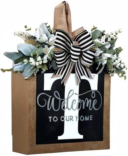 Last Name All Year Wreath, for Front Doors, Spring, Fall, 26 Last Name Letters All Year Round Wreaths, Suitable for Wedding Decorations, Home Porches, Farmhouses, Yards, Garden Decorations, Gifts (T)