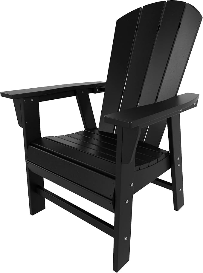 WestinTrends Malibu Malibu Outdoor Patio HDPE Plastic Adirondack Dining Chair Black