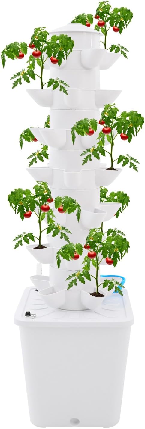 Hydroponic Growing System, 7-Tier 35-Plant Vegetable Planter Tower Outdoor Indoor Garden Vertical Planter Germination Kit with Water Pump & Intelligent Water Circulation for Gardening Lover