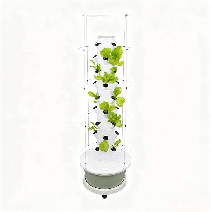 Hydroponics Growing System, 36 Pods Large Vertical Hydroponic Growing Tower with with Climbing Trellis, 9-Tier Indoor Gardening System for Herb Vegetable Fruit (Light Green, 36 Pods)