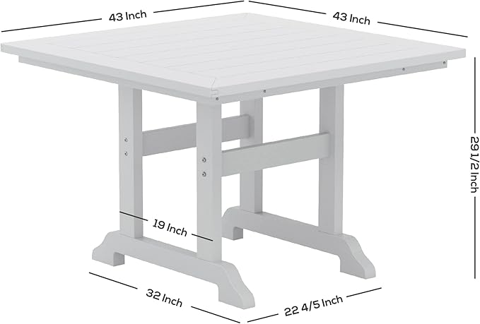 WestinTrends Malibu 5 Piece Adirondack Outdoor Dining Set, All Weather Poly Lumber Patio Table and Chairs Furniture Set, 43" Trestle Square Dining Table and 4 Adirondack Dining Chair, Gray