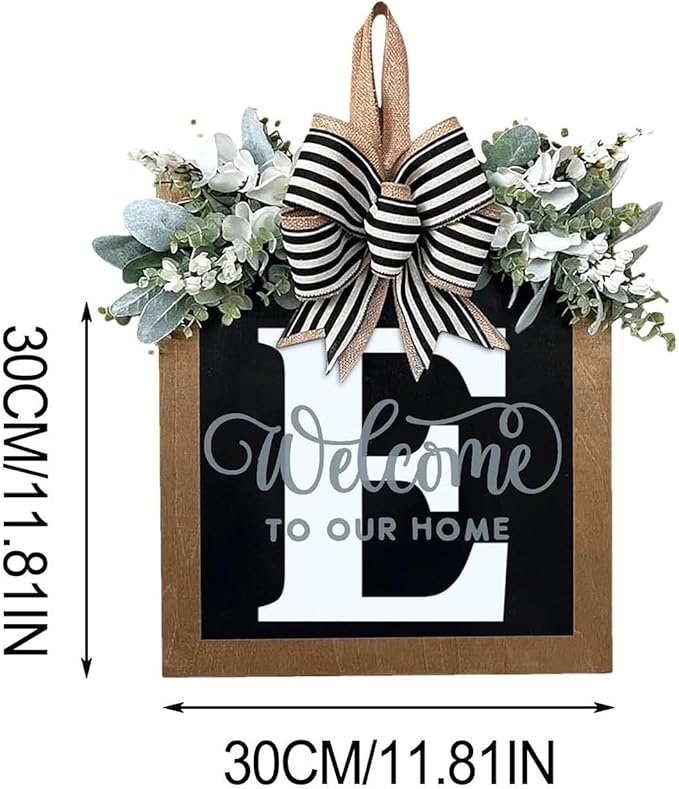 Last Name All Year Wreath, for Front Doors, Spring, Fall, 26 Last Name Letters All Year Round Wreaths, Suitable for Wedding Decorations, Home Porches, Farmhouses, Yards, Garden Decorations, Gifts (E)