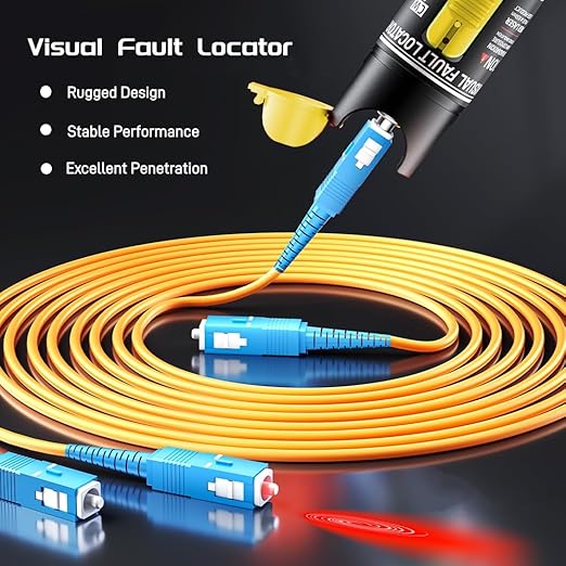 Visual Fault Locator,100-120KM Fiber Optic Cable Tester Meter, VFL Red Light Pen Light Source Testers(Black)