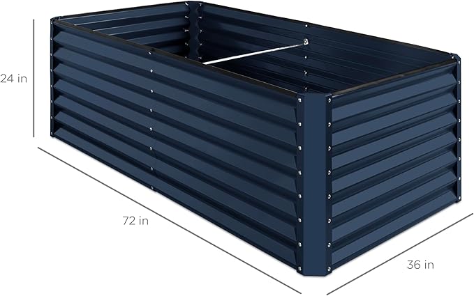 Best Choice Products 6x3x2ft Outdoor Metal Raised Garden Bed, Deep Root Box Planter for Vegetables, Flowers, Herbs, and Succulents w/ 269 Gallon Capacity - Navy