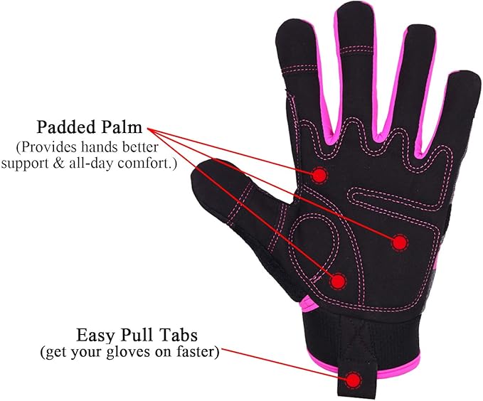 HANDLANDY Work Gloves for Women, Breathable Leather Gardening Glove for Yard Maintenance, Hand Protection with Touch Screen for Gardeners, Farmers