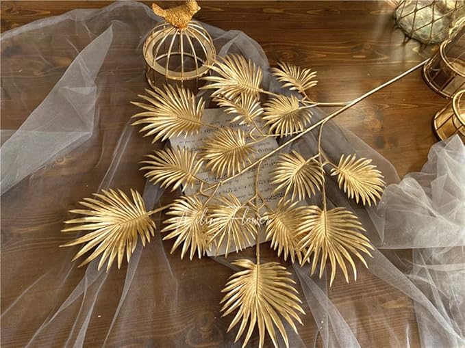 PASYOU Artificial Plants for Christmas Decor, Gold Plastic Grass Fake Shrubs Leaves Indoor Outdoor Home Garden Party Hotel Verandah Wedding Event Faux DIY Decoration - 30 Inch Golden 2 Bunches