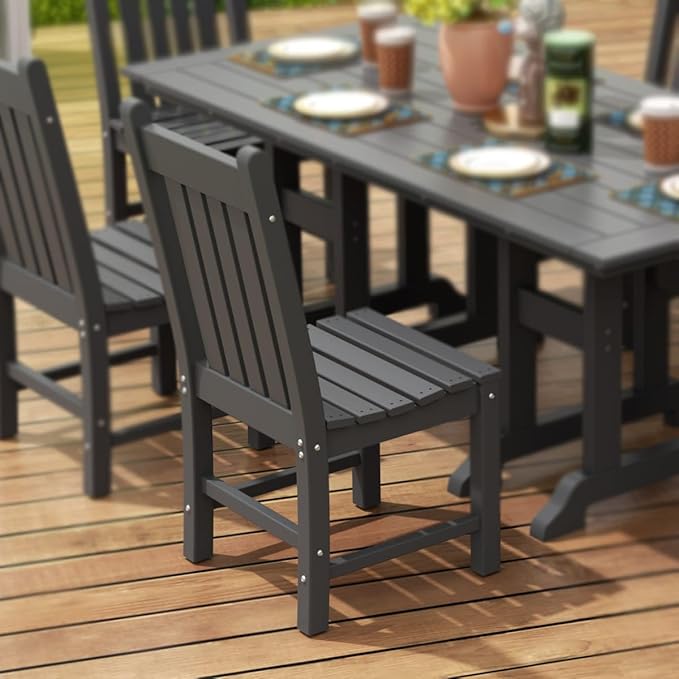 WestinTrends Malibu HDPE Outdoor Armless Patio Dining Chair Gray