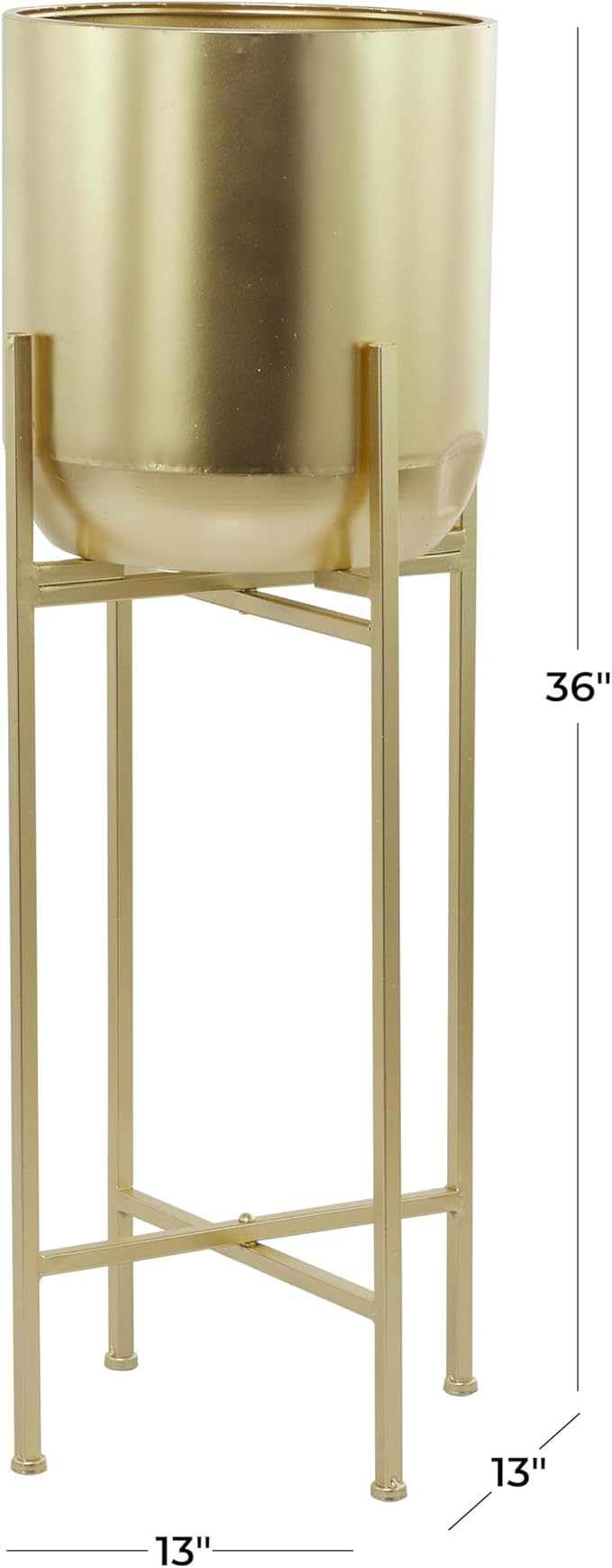 CosmoLiving by Cosmopolitan Metal Indoor Outdoor Planter Dome Large Planter Pot with Removable Stand, Planter 13" x 13" x 36", Gold