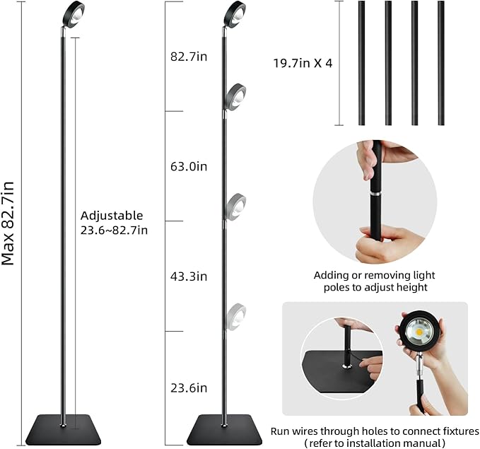 20W Full Spectrum Grow Light, 3000LM High PPFD&CRI COB LED Floor Lamp with 6/8/12H Timer, Adjustable Height (28"-83") & Angle, Grow Lights for Indoor Plants, Succulents & Flowers (4000K Warm White)