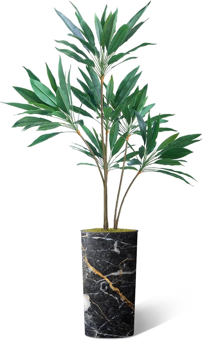 SIGNWIN Artificial Tree in Modern Granite Effect Planter, Fake Dracaena Tree Silk Trees for Indoor and Outdoor Home Decoration - 66" Overall Tall (Plant Pot Plus Tree)