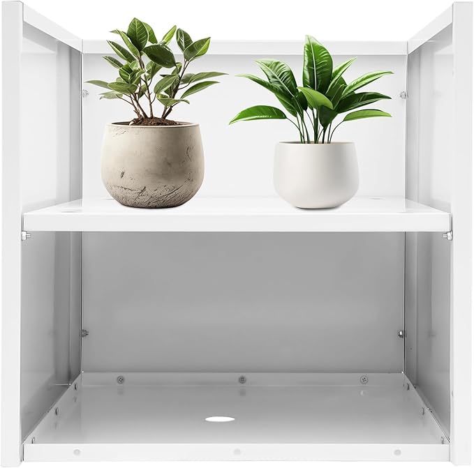 DYNAMI Square Planter Box with Removable Partition,26x26x26in Steel Metal Planters Large Cube Plant Pot for Outdoors,Modern Heavy Duty Flower Pot for Patio, Deck, Yard, Garden (White, 26inch)